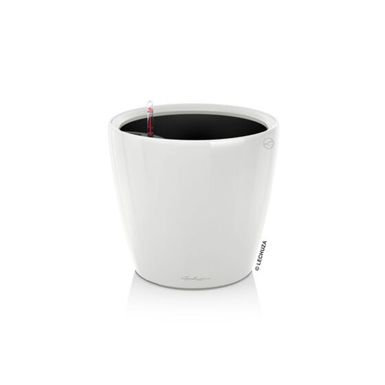 LECHUZA Classico 28 LS Premium Επιτραπέζια Γλάστρα Ø28.5x26cm Αυτοποτιζόμενη με Δοχείο Φύτευσης Λευκή Γυαλιστερή Γερμανίας
