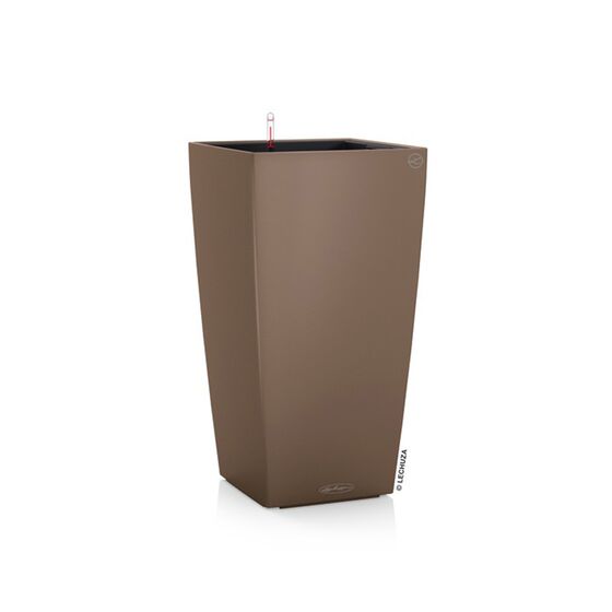 LECHUZA Cubico Color 30 Επιδαπέδια Γλάστρα 29.5x29.5x56.5cm Αυτοποτιζόμενη με Δοχείο Φύτευσης Καρυδί Ματ Γερμανίας