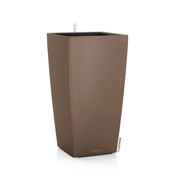LECHUZA Cubico Color 40 Επιδαπέδια Γλάστρα 39.5x39.5x75.5cm Αυτοποτιζόμενη με Δοχείο Φύτευσης Καφέ Ματ Γερμανίας