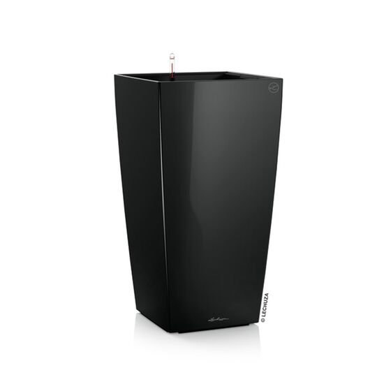 LECHUZA CUBICO 30 Premium Επιδαπέδια Γλάστρα 29.5x29.5x56.5cm Αυτοποτιζόμενη με Δοχείο Φύτευσης Μαύρη Γυαλιστερή Γερμανίας