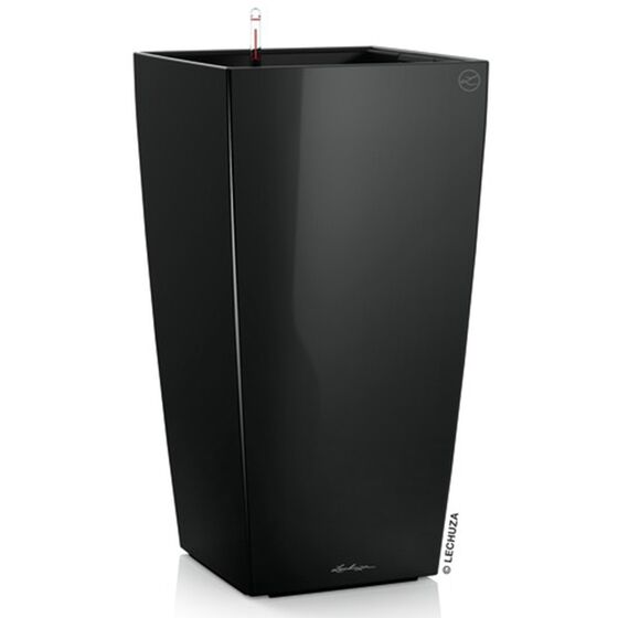 LECHUZA CUBICO 50 Premium Επιδαπέδια Γλάστρα 50x50x94cm Αυτοποτιζόμενη με Δοχείο Φύτευσης Μαύρη Γυαλιστερή Γερμανίας