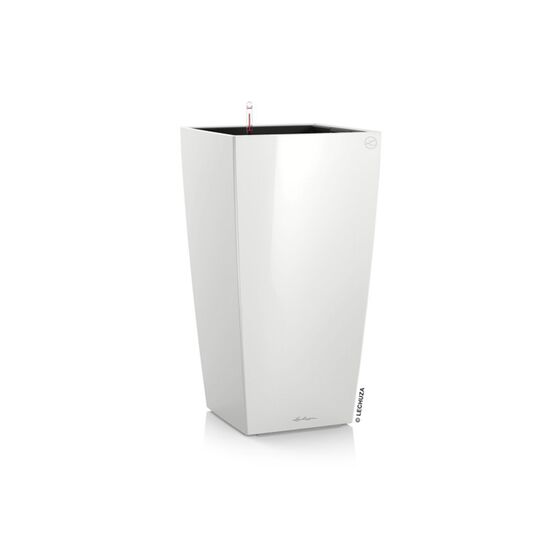 LECHUZA CUBICO 22 Premium Επιτραπέζια Γλάστρα 22x22x41cm Αυτοποτιζόμενη με Δοχείο Φύτευσης Λευκή Γυαλιστερή Γερμανίας