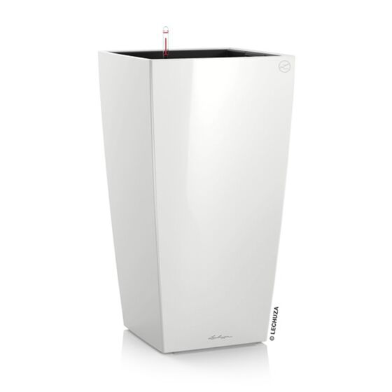 LECHUZA CUBICO 40 Premium Επιδαπέδια Γλάστρα 39.5x39.5x75.5cm Αυτοποτιζόμενη με Δοχείο Φύτευσης Λευκή Γυαλιστερή Γερμανίας