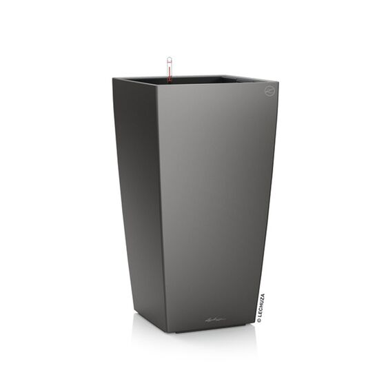 LECHUZA CUBICO 30 Premium Επιδαπέδια Γλάστρα 29.5x29.5x56.5cm Αυτοποτιζόμενη με Δοχείο Φύτευσης Ανθρακί Γυαλιστερή Γερμανίας