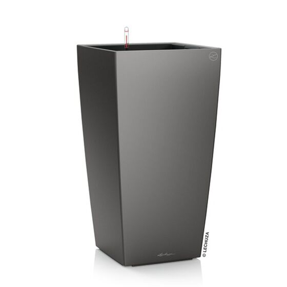 LECHUZA CUBICO 40 Premium Επιδαπέδια Γλάστρα 39.5x39.5x75.5cm Αυτοποτιζόμενη με Δοχείο Φύτευσης Ανθρακί Σατινέ  Γερμανίας