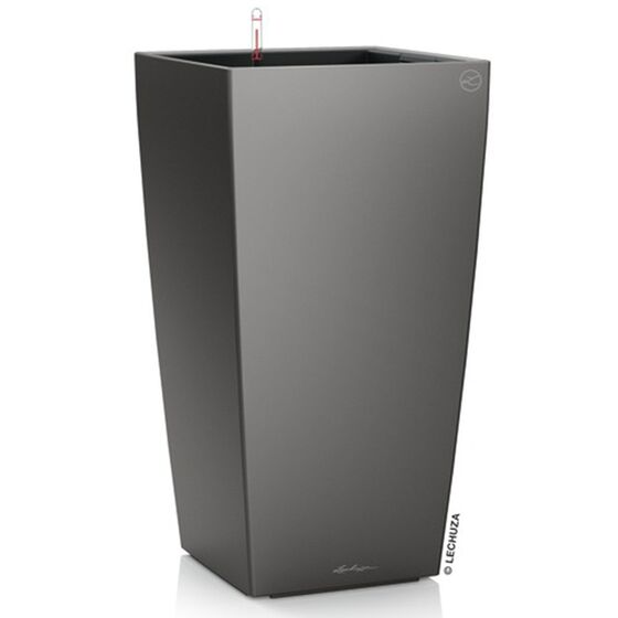 LECHUZA CUBICO 50 Premium Επιδαπέδια Γλάστρα 50x50x94cm Αυτοποτιζόμενη με Δοχείο Φύτευσης Ανθρακί Γυαλιστερή Γερμανίας