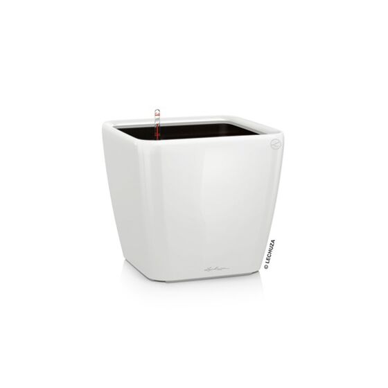 LECHUZA QUADRO 21 LS Premium Επιτραπέζια Γλάστρα 22.5x22.5x20.5cm ΑΥΤΟΠΟΤΙΖΟΜΕΝΗ με Δοχείο Φύτευσης Λευκή Γυαλιστερή Γερμανίας