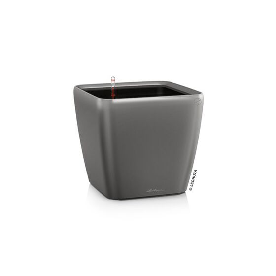 LECHUZA QUADRO 21 LS Premium Επιτραπέζια Γλάστρα 22.5x22.5x20.5cm ΑΥΤΟΠΟΤΙΖΟΜΕΝΗ με Δοχείο Φύτευσης Ανθρακί Γυαλιστερή Γερμανίας