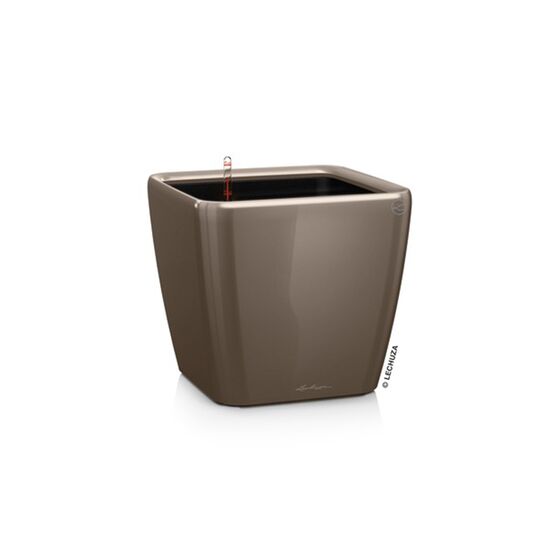LECHUZA QUADRO 21 LS Premium Επιτραπέζια Γλάστρα 22.5x22.5x20.5cm ΑΥΤΟΠΟΤΙΖΟΜΕΝΗ με Δοχείο Φύτευσης Γκρι-καφέ Γυαλιστερή Γερμανίας