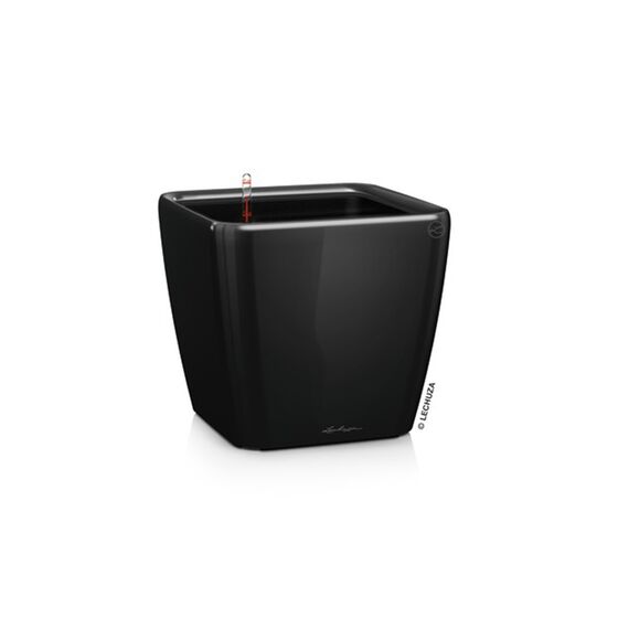 LECHUZA QUADRO 21 LS Premium Επιτραπέζια Γλάστρα 22.5x22.5x20.5cm ΑΥΤΟΠΟΤΙΖΟΜΕΝΗ με Δοχείο Φύτευσης Μαύρη Γυαλιστερή Γερμανίας