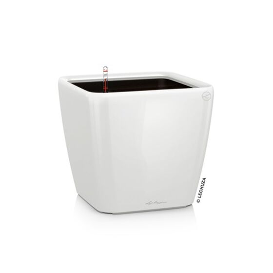 LECHUZA QUADRO 28 LS Premium Επιτραπέζια Γλάστρα 28x28x26cm ΑΥΤΟΠΟΤΙΖΟΜΕΝΗ με Δοχείο Φύτευσης Λευκή Γυαλιστερή Γερμανίας