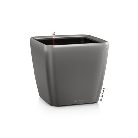 LECHUZA QUADRO 28 LS Premium Επιτραπέζια Γλάστρα 28x28x26cm ΑΥΤΟΠΟΤΙΖΟΜΕΝΗ με Δοχείο Φύτευσης Ανθρακί Γυαλιστερή Γερμανίας