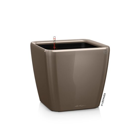 LECHUZA QUADRO 28 LS Premium Επιτραπέζια Γλάστρα 28x28x26cm ΑΥΤΟΠΟΤΙΖΟΜΕΝΗ με Δοχείο Φύτευσης Γκρι-καφέ Γυαλιστερή Γερμανίας
