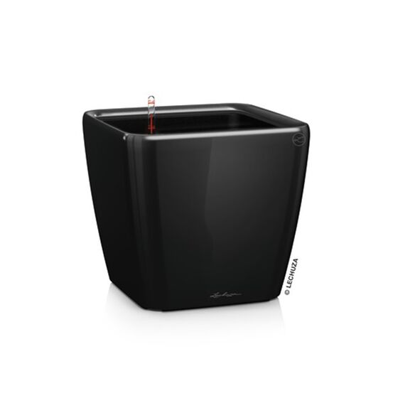 LECHUZA QUADRO 28 LS Premium Επιτραπέζια Γλάστρα 28x28x26cm ΑΥΤΟΠΟΤΙΖΟΜΕΝΗ με Δοχείο Φύτευσης Μαύρη Γυαλιστερή Γερμανίας