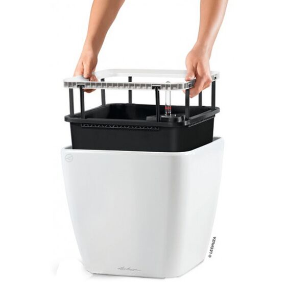LECHUZA QUADRO 28 LS Premium Επιτραπέζια Γλάστρα 28x28x26cm ΑΥΤΟΠΟΤΙΖΟΜΕΝΗ με Δοχείο Φύτευσης Ανθρακί Γυαλιστερή Γερμανίας