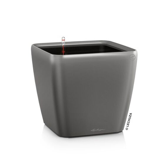LECHUZA QUADRO 35 LS Premium Επιδαπέδια Γλάστρα 35.5x35.5x32.5cm ΑΥΤΟΠΟΤΙΖΟΜΕΝΗ με Δοχείο Φύτευσης Ανθρακί Γυαλιστερή Γερμανίας