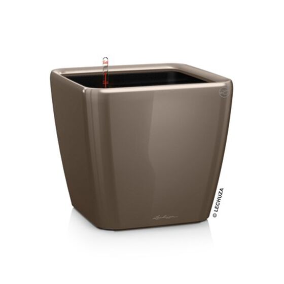 LECHUZA QUADRO 35 LS Premium Επιδαπέδια Γλάστρα 35.5x35.5x32.5cm ΑΥΤΟΠΟΤΙΖΟΜΕΝΗ με Δοχείο Φύτευσης Γκρι-Καφέ Γυαλιστερή Γερμανίας