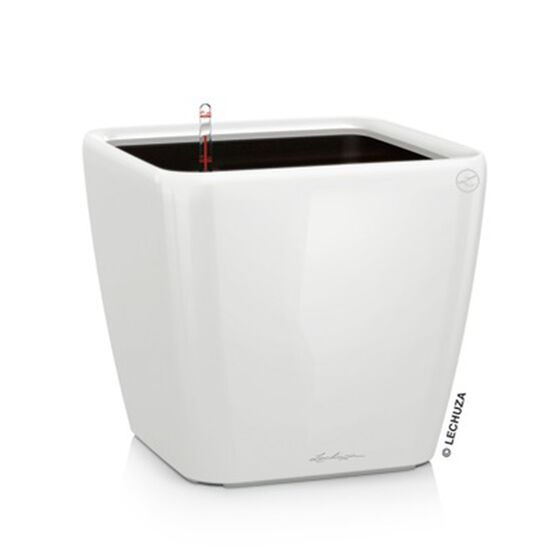 LECHUZA QUADRO 43 LS Premium Επιδαπέδια Γλάστρα 43x43x39cm ΑΥΤΟΠΟΤΙΖΟΜΕΝΗ με Δοχείο Φύτευσης Λευκή Γυαλιστερή Γερμανίας
