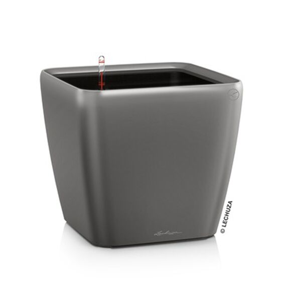 LECHUZA QUADRO 43 LS Premium Επιδαπέδια Γλάστρα 43x43x39cm ΑΥΤΟΠΟΤΙΖΟΜΕΝΗ με Δοχείο Φύτευσης Ανθρακί Γυαλιστερή Γερμανίας