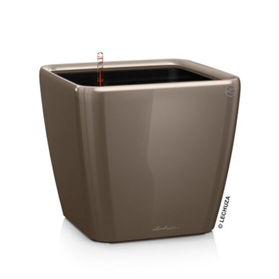 LECHUZA QUADRO 43 LS Premium Επιδαπέδια Γλάστρα 43x43x39cm ΑΥΤΟΠΟΤΙΖΟΜΕΝΗ με Δοχείο Φύτευσης Γκρι-Καφέ Γυαλιστερή Γερμανίας