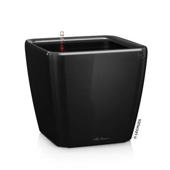 LECHUZA QUADRO 43 LS Premium Επιδαπέδια Γλάστρα 43x43x39cm ΑΥΤΟΠΟΤΙΖΟΜΕΝΗ με Δοχείο Φύτευσης Μαύρη Γυαλιστερή Γερμανίας