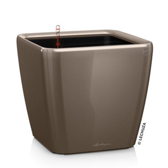 LECHUZA QUADRO 50 LS Premium Επιδαπέδια Γλάστρα 50x50x46.5cm ΑΥΤΟΠΟΤΙΖΟΜΕΝΗ με Δοχείο Φύτευσης Γκρι-Καφέ Γυαλιστερή Γερμανίας