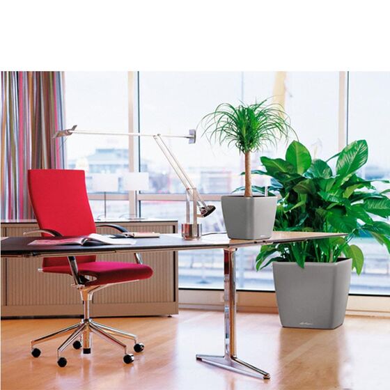 LECHUZA QUADRO 35 LS Premium Επιδαπέδια Γλάστρα 35.5x35.5x32.5cm ΑΥΤΟΠΟΤΙΖΟΜΕΝΗ με Δοχείο Φύτευσης Γκρι-Καφέ Γυαλιστερή Γερμανίας