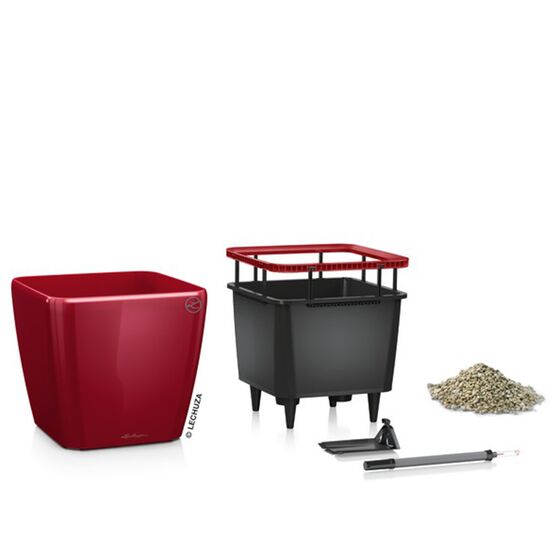 LECHUZA QUADRO 28 LS Premium Επιτραπέζια Γλάστρα 28x28x26cm ΑΥΤΟΠΟΤΙΖΟΜΕΝΗ με Δοχείο Φύτευσης Μπορντό Γυαλιστερή Γερμανίας