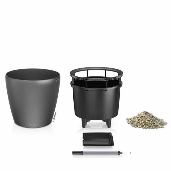 LECHUZA Classico 28 LS Premium Επιτραπέζια Γλάστρα Ø28.5x26cm Αυτοποτιζόμενη με Δοχείο Φύτευσης Ανθρακί Γυαλιστερή Γερμανίας