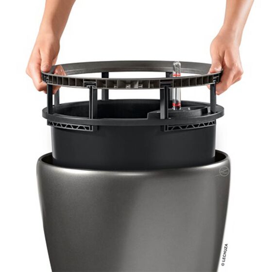 LECHUZA Classico 21 LS Επιτραπέζια Γλάστρα Ø22x20cm Αυτοποτιζόμενη με Δοχείο Φύτευσης Μαύρη Γυαλιστερή Γερμανίας