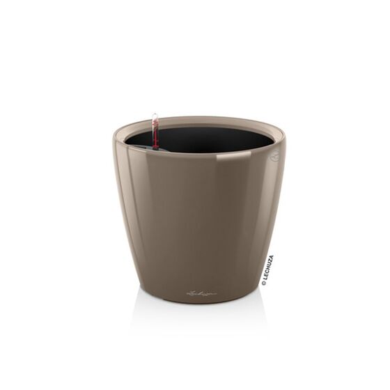 LECHUZA Classico 28 LS Premium Επιτραπέζια Γλάστρα Ø28.5x26cm Αυτοποτιζόμενη με Δοχείο Φύτευσης Γκρι-Καφέ Γυαλιστερή Γερμανίας