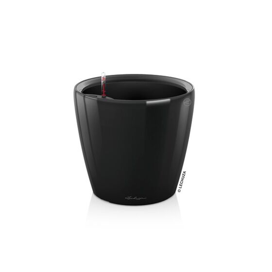 LECHUZA Classico 28 LS Premium Επιτραπέζια Γλάστρα Ø28.5x26cm Αυτοποτιζόμενη με Δοχείο Φύτευσης Μαύρη Γυαλιστερή Γερμανίας