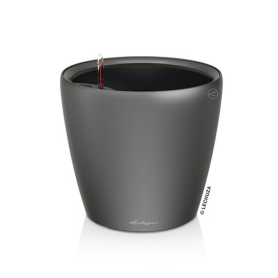 LECHUZA Classico 43 LS Premium Επιδαπέδια Γλάστρα Ø43.5x39.5cm Αυτοποτιζόμενη με Δοχείο Φύτευσης Ανθρακί Γυαλιστερή Γερμανίας