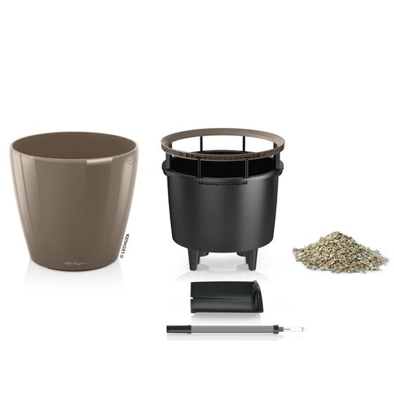 LECHUZA Classico 50 LS Premium Επιδαπέδια Γλάστρα Ø49.5x46.5cm Αυτοποτιζόμενη με Δοχείο Φύτευσης Γκρι-Καφέ Γυαλιστερή Γερμανίας