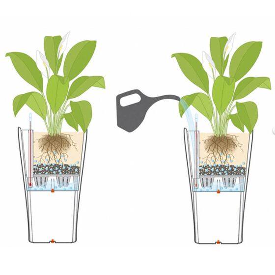 LECHUZA Delta 40 Premium Επιδαπέδια Γλάστρα Ø39x75.5cm Αυτοποτιζόμενη με Δοχείο Φύτευσης Λευκή Γυαλιστερή Γερμανίας