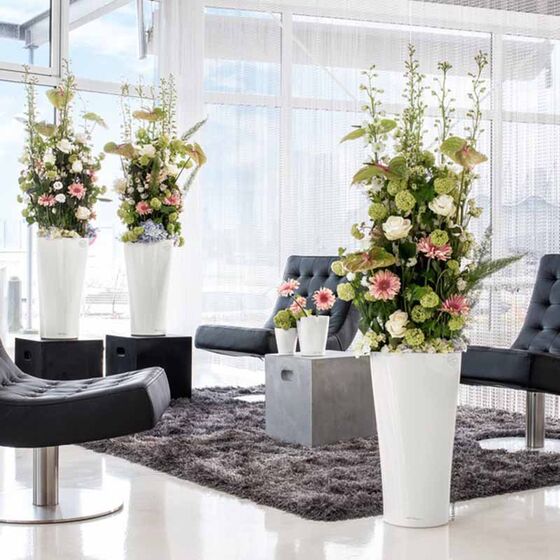 LECHUZA Delta 40 Premium Επιδαπέδια Γλάστρα Ø39x75.5cm Αυτοποτιζόμενη με Δοχείο Φύτευσης Λευκή Γυαλιστερή Γερμανίας