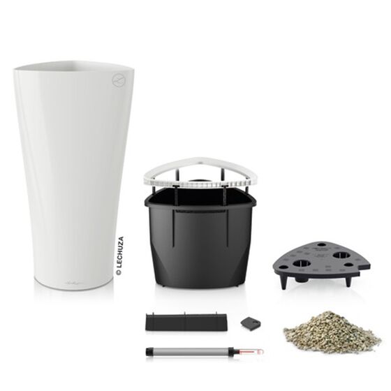 LECHUZA Delta 40 Premium Επιδαπέδια Γλάστρα Ø39x75.5cm Αυτοποτιζόμενη με Δοχείο Φύτευσης Λευκή Γυαλιστερή Γερμανίας