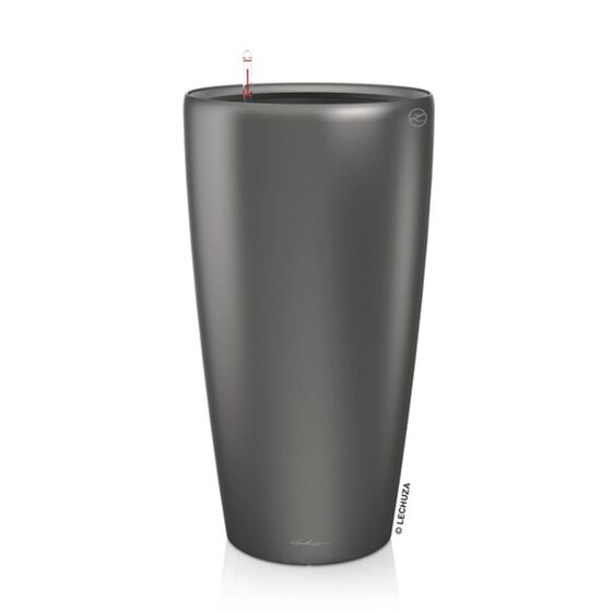 LECHUZA RONDO 32 Premium Επιδαπέδια Γλάστρα Ø32.5x56.5cm ΑΥΤΟΠΟΤΙΖΟΜΕΝΗ με Δοχείο Φύτευσης Ανθρακί Σατινέ Γερμανίας