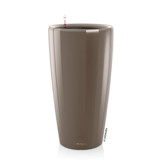 LECHUZA RONDO 32 Premium Επιδαπέδια Γλάστρα Ø32.5x56.5cm ΑΥΤΟΠΟΤΙΖΟΜΕΝΗ με Δοχείο Φύτευσης Γκρι Καφέ Γυαλιστερή Γερμανίας