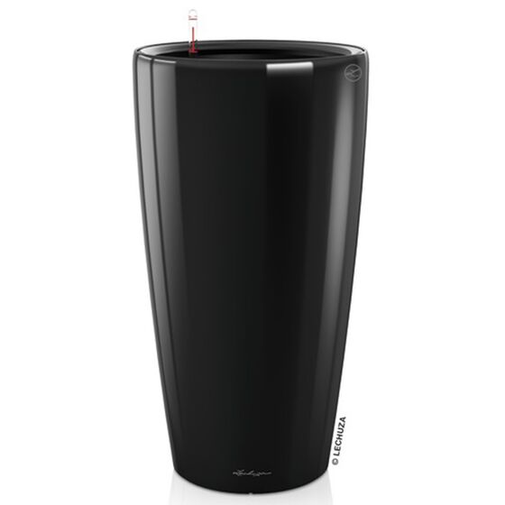LECHUZA RONDO 40 Premium Επιδαπέδια Γλάστρα Ø40x75cm ΑΥΤΟΠΟΤΙΖΟΜΕΝΗ με Δοχείο Φύτευσης Μαύρη Γυαλιστερή Γερμανίας