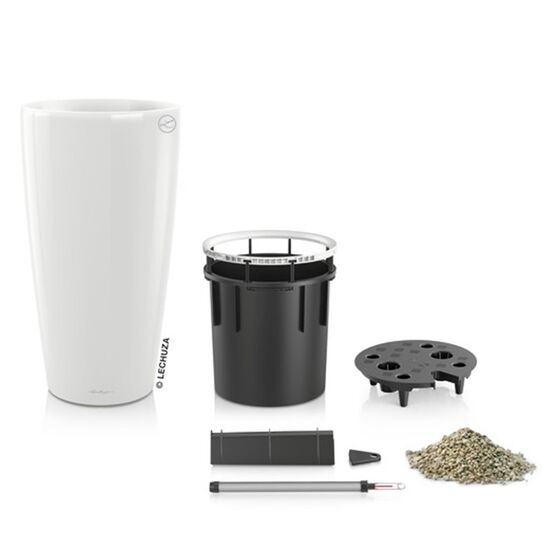 LECHUZA RONDO 40 Premium Επιδαπέδια Γλάστρα Ø40x75cm ΑΥΤΟΠΟΤΙΖΟΜΕΝΗ με Δοχείο Φύτευσης Λευκή Γυαλιστερή Γερμανίας