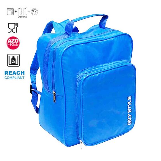 GIOSTYLE Ιταλίας Ισοθερμική Τσάντα Πλάτης 27x16x34cm Πάχος 5mm 17lt Πολυεστέρας ΜΑΧ Απόδοση 13 Ώρες Πιστοποιήσεις Azo FREE/Reach FIESTA BACKPACK Γαλάζιο