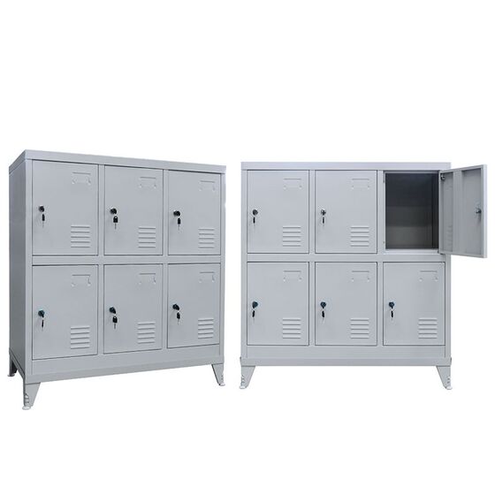 STEELEN Μεταλλική Ντουλάπα - Φοριαμός (Locker) 90x45x101cm 6 Θέσεων με Ρυθμιζόμενα Πόδια 27kg Γκρι Ανοικτό