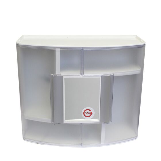 Ερμάριο/Ντουλάπι Έπιπλο Μπάνιου με Καθρέπτη 360ᵒ  38.5x17x33cm 2 Πόρτες-5 Αποθηκευτικοί Χώροι Βάρος 1.97kg Διάφανο-Λευκό