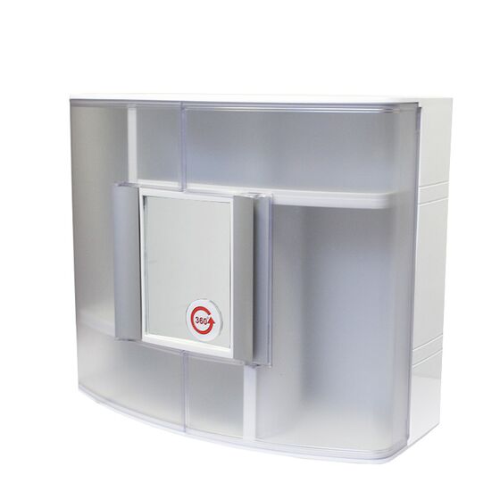 Ερμάριο/Ντουλάπι Έπιπλο Μπάνιου με Καθρέπτη 360ᵒ  38.5x17x33cm 2 Πόρτες-5 Αποθηκευτικοί Χώροι Βάρος 1.97kg Διάφανο-Λευκό