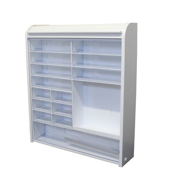 Ερμάριο-Έπιπλο Μπάνιου 42x10x48cm 4.2kg με Συρόμενο Ρολό και 15 Αποθηκευτικούς Χώρους Πλαστικό Λευκό