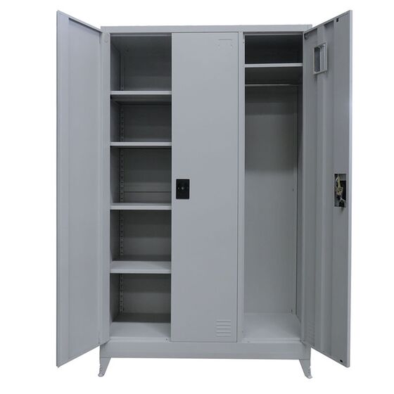 STEELEN Μεταλλική Ντουλάπα 115x45x191cm Γαλβανιζέ 3φυλλη με 5 Ράφια και Ρυθμιζόμενα Πόδια -7 Αποθηκευτικοί Χώροι 56.5kg