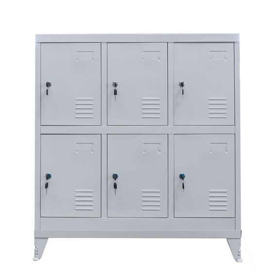 STEELEN Μεταλλική Ντουλάπα - Φοριαμός (Locker) 90x45x101cm 6 Θέσεων με Ρυθμιζόμενα Πόδια 27kg Γκρι Ανοικτό