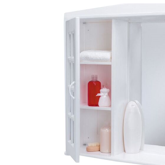 Πλαστικό Ερμάριο/Ντουλάπι Έπιπλο Μπάνιου 86x16.5x65cm με Καθρέπτη 4 Ράφια-6 Αποθηκευτικοί Χώροι 7.8kg Λευκό