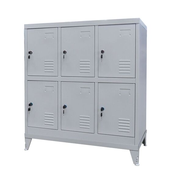 STEELEN Μεταλλική Ντουλάπα - Φοριαμός (Locker) 90x45x101cm 6 Θέσεων με Ρυθμιζόμενα Πόδια 27kg Γκρι Ανοικτό
